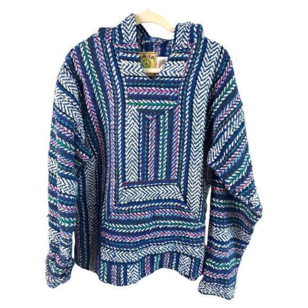 VTG Baja Joe Sweater Mens Extra Large Drug Rug Multicolor Heavyweight Aztec